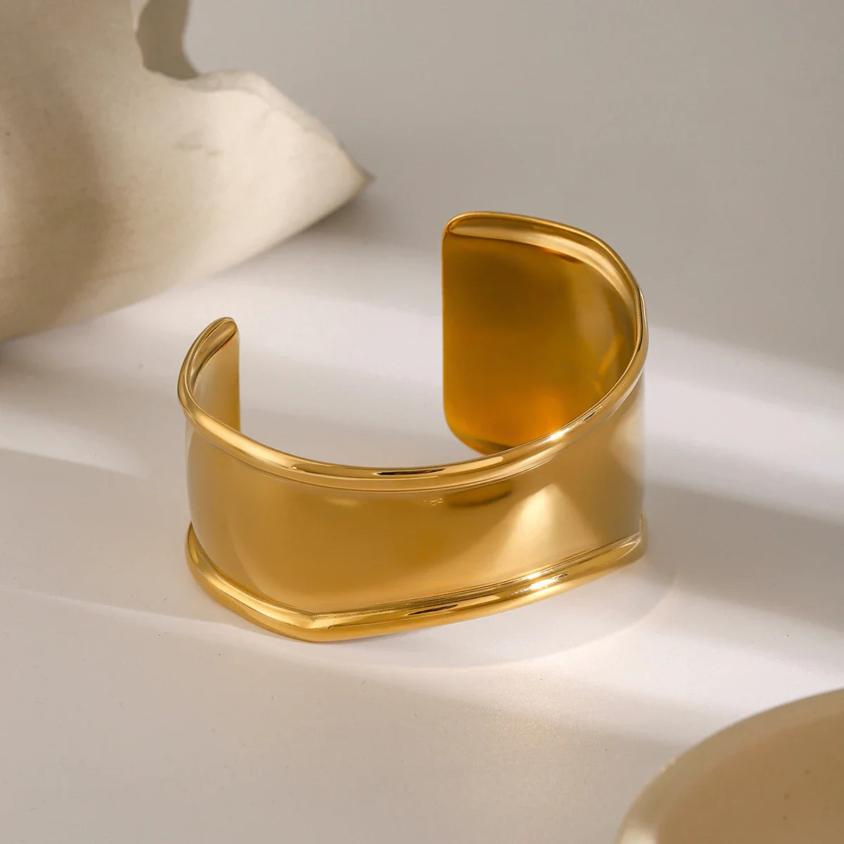 Sculptural Gold Wave Cuff