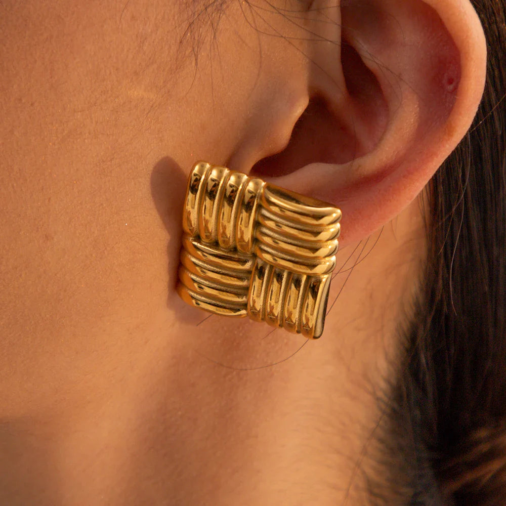 Geometric Gold Square Earrings