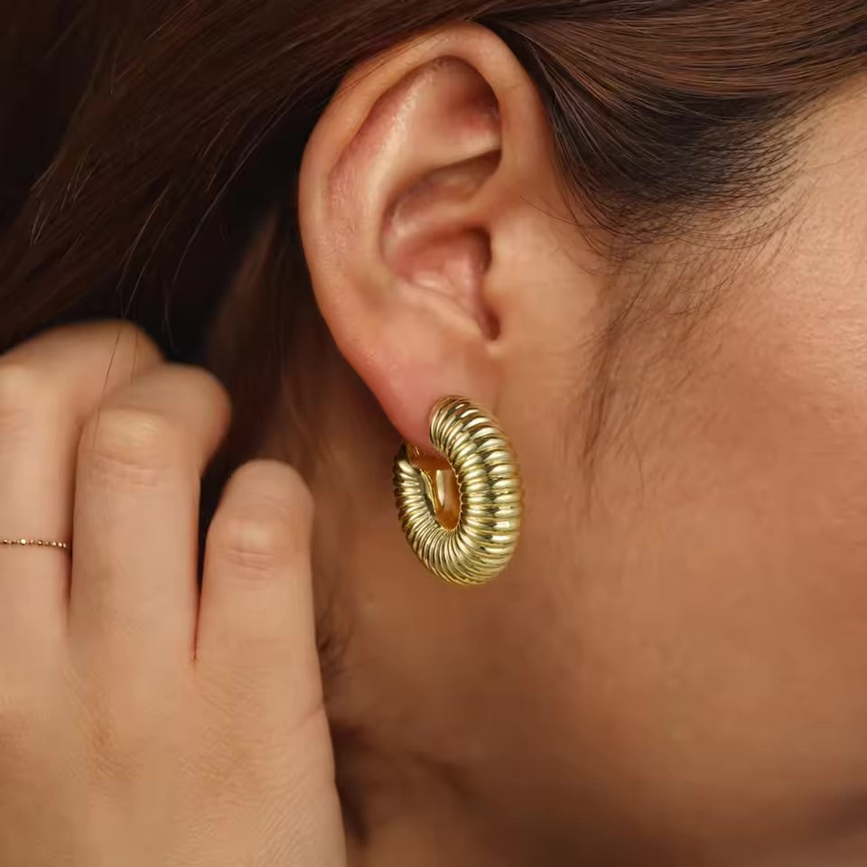 Luxe Textured Gold Hoops