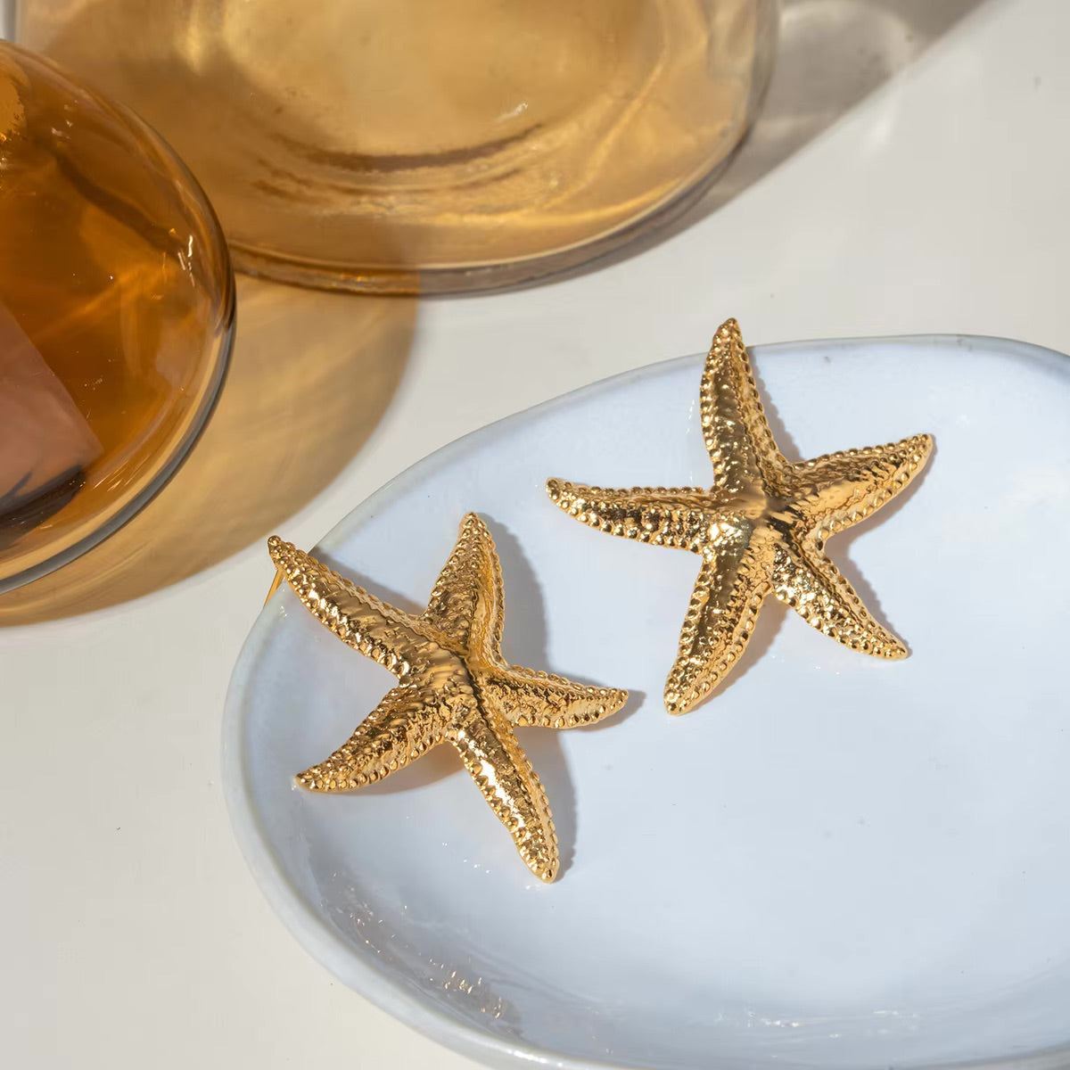 Oceanic Gold Starfish Studs