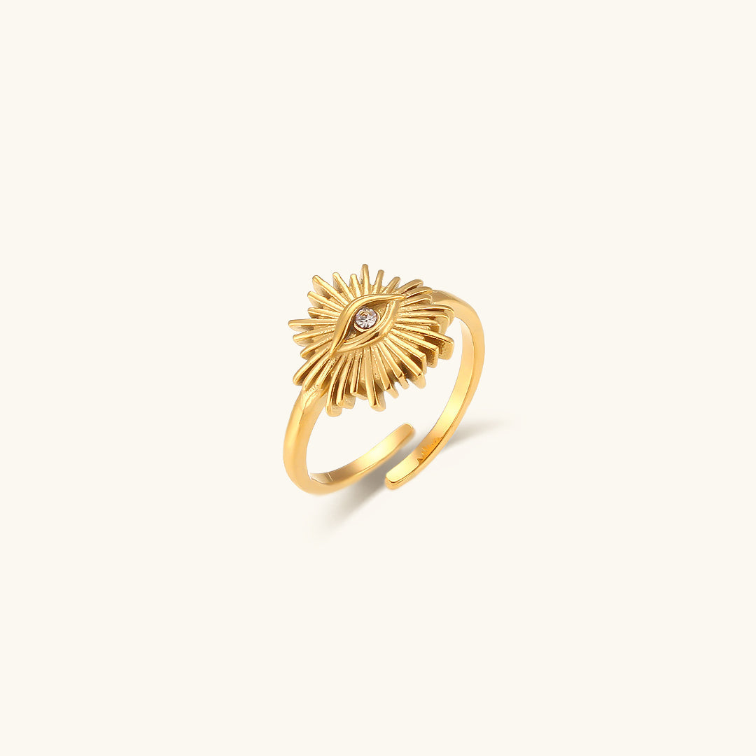 Radiant Sunburst Gold Ring