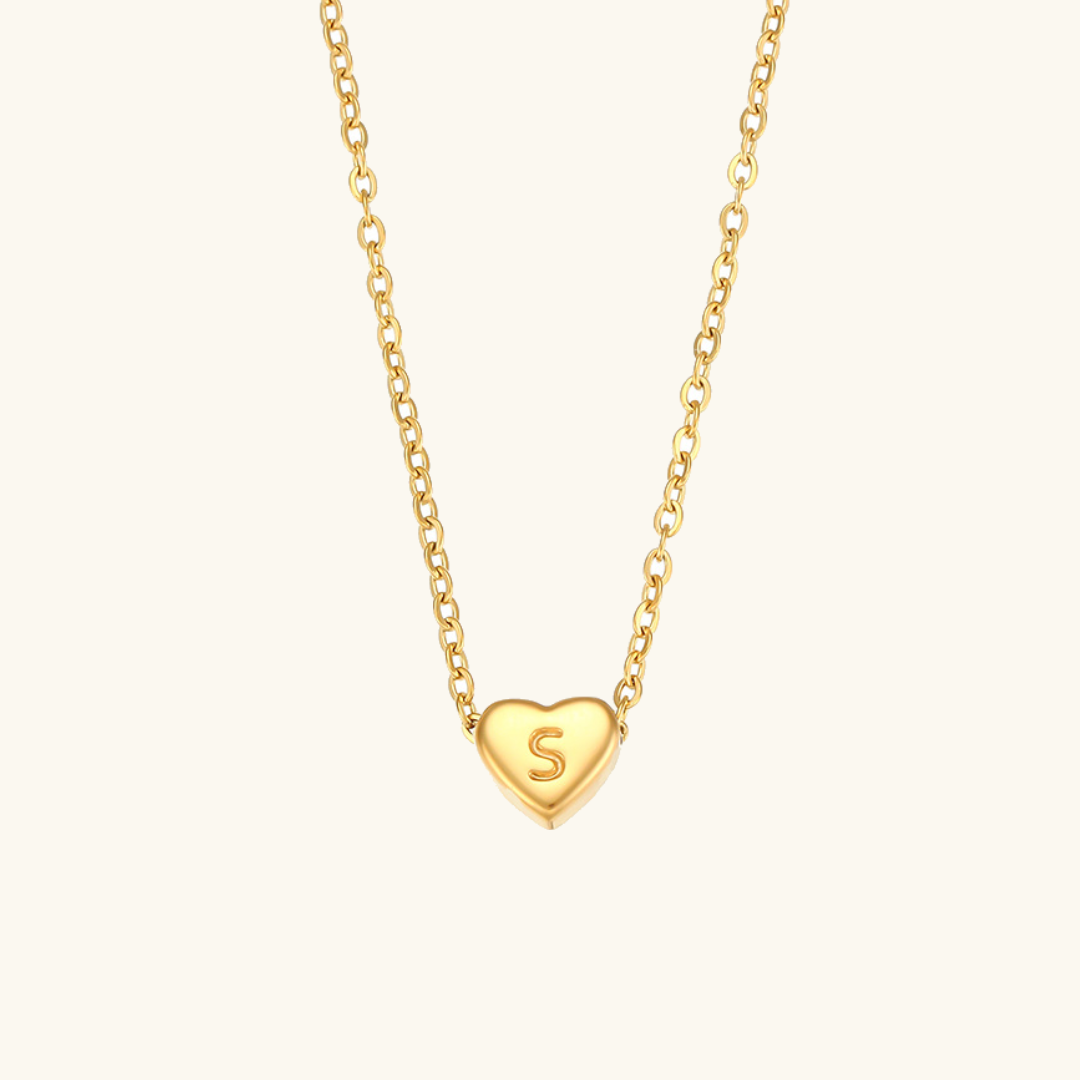 Personalized Gold Heart Initial Necklace