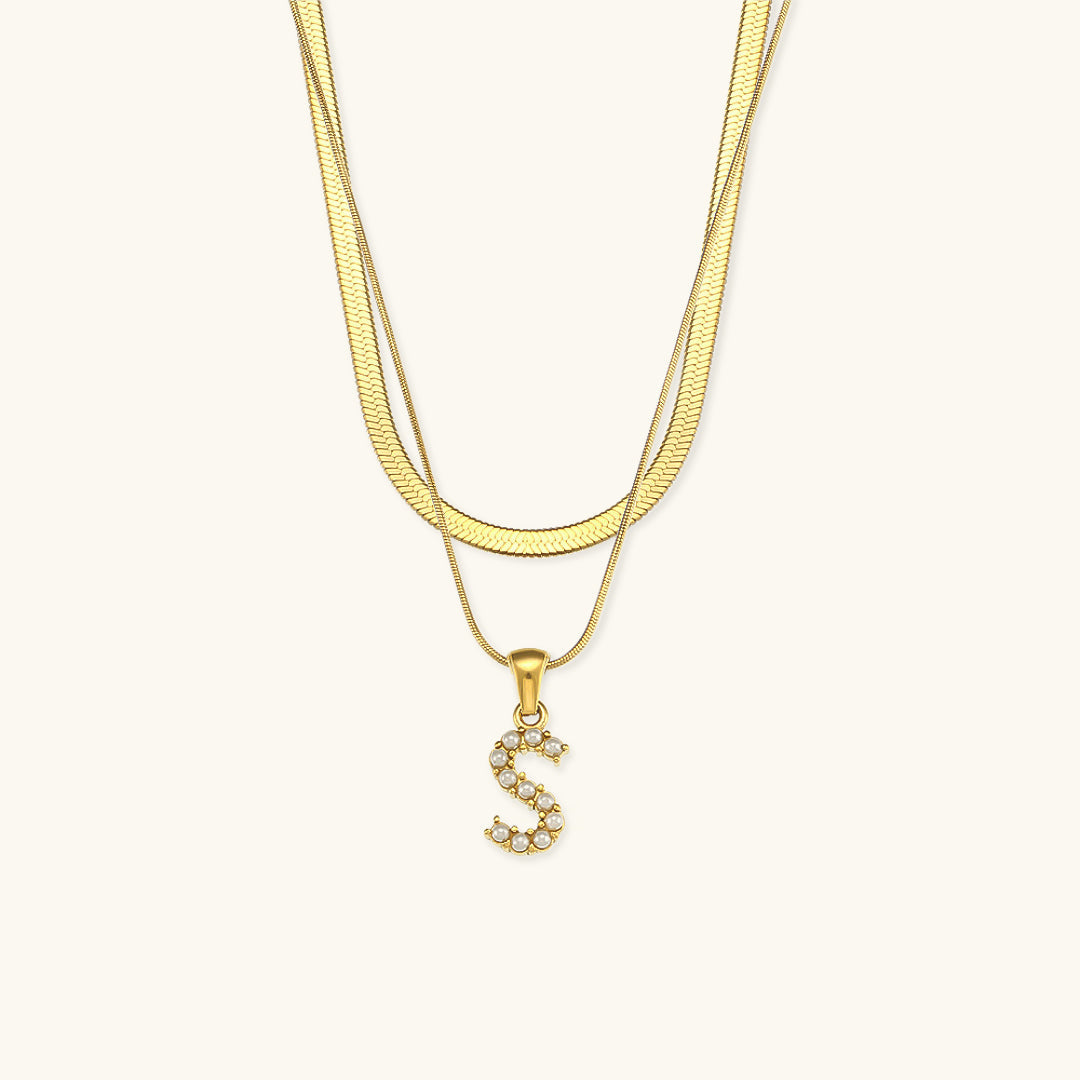 Personalized Pearl & Gold Initial Necklace