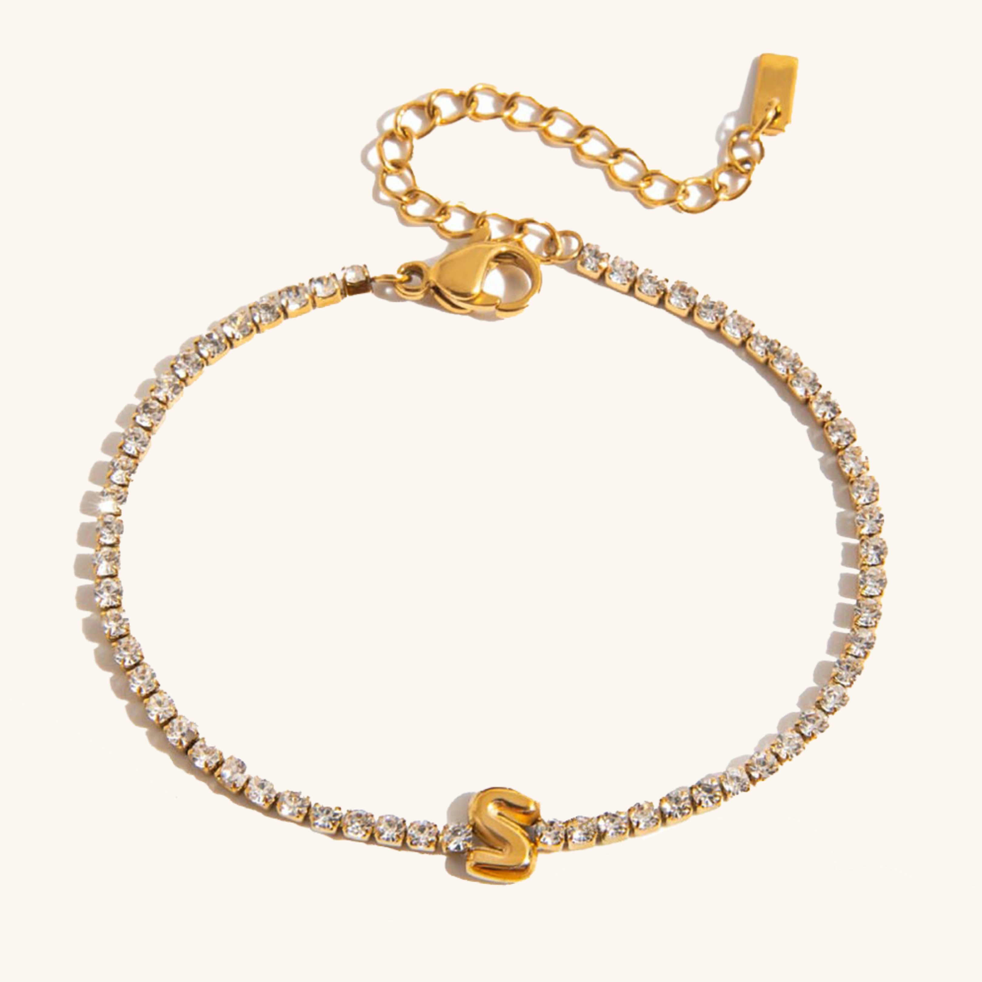 Personalized Bubble Letter Tennis Bracelet