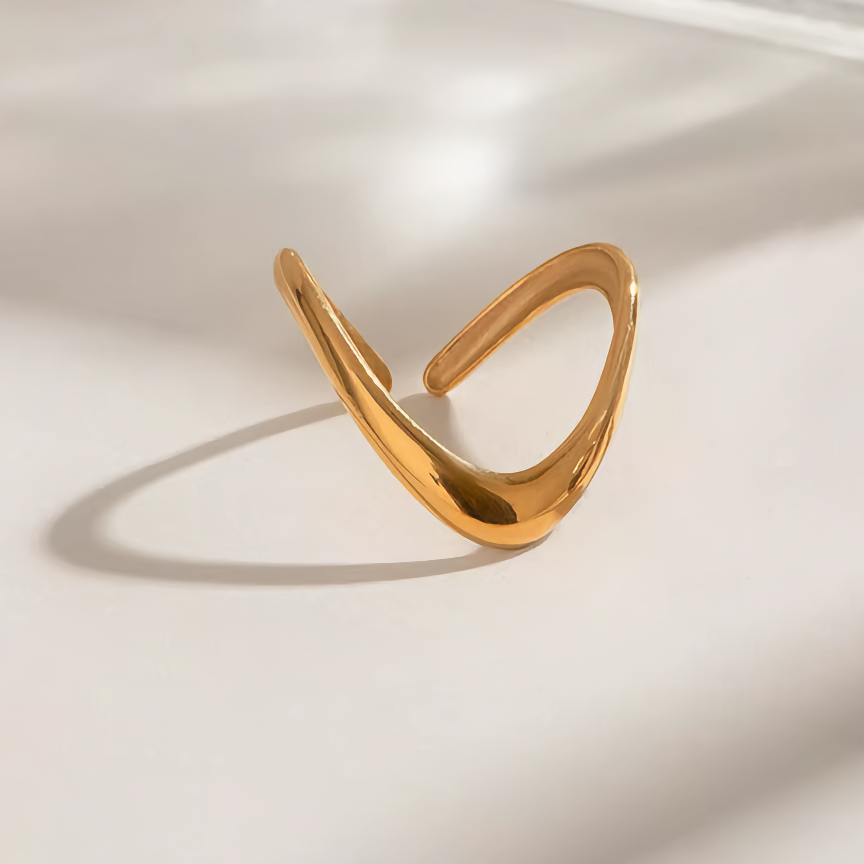 Geometric Gold Arc Ring