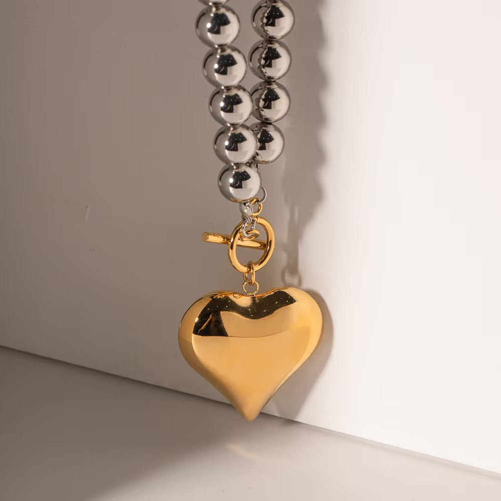 Chunky Bead Heart Pendant