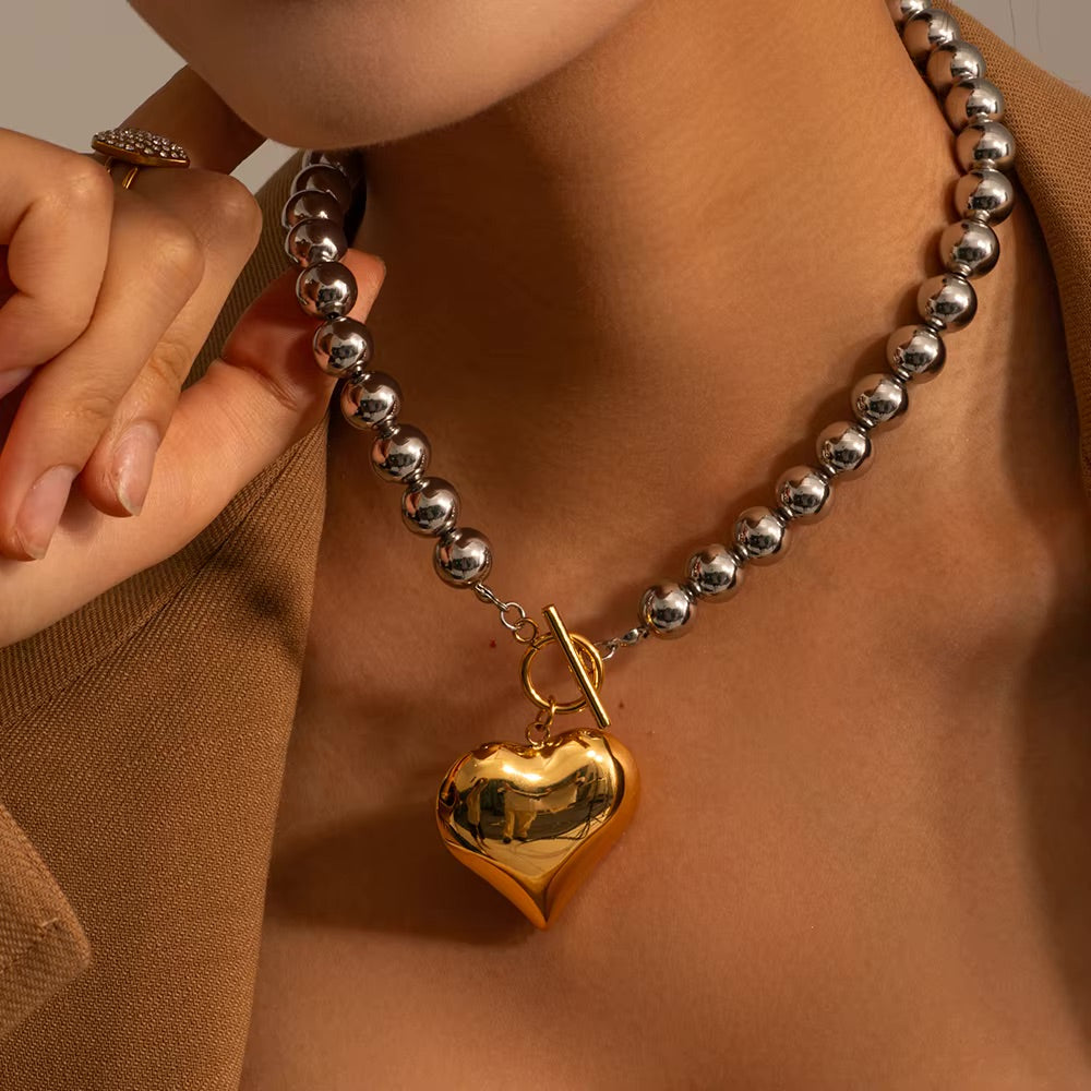 Chunky Bead Heart Pendant