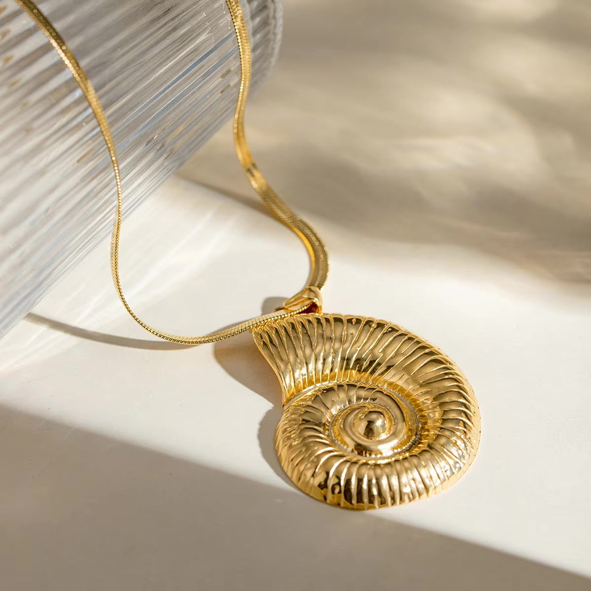 Oceanic Nautilus Gold Pendant