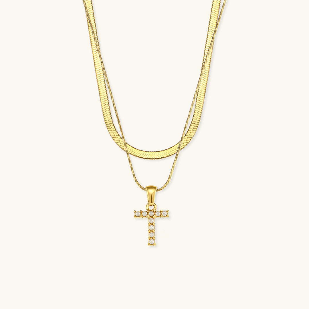 Personalized Pearl & Gold Initial Necklace