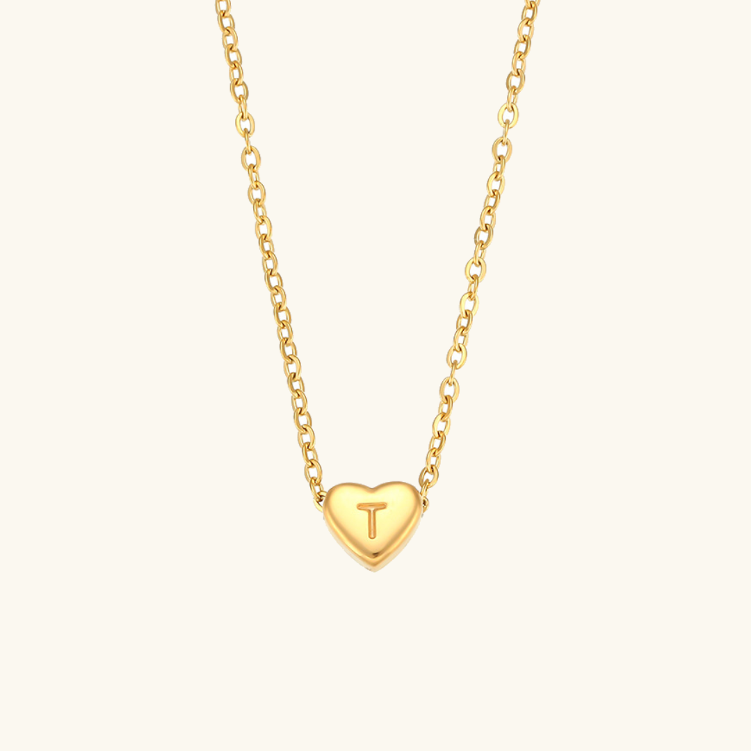 Personalized Gold Heart Initial Necklace
