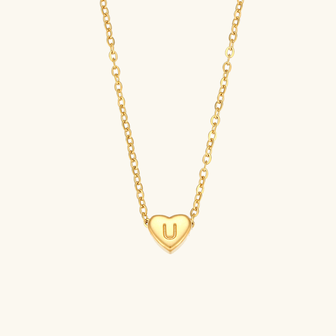 Personalized Gold Heart Initial Necklace