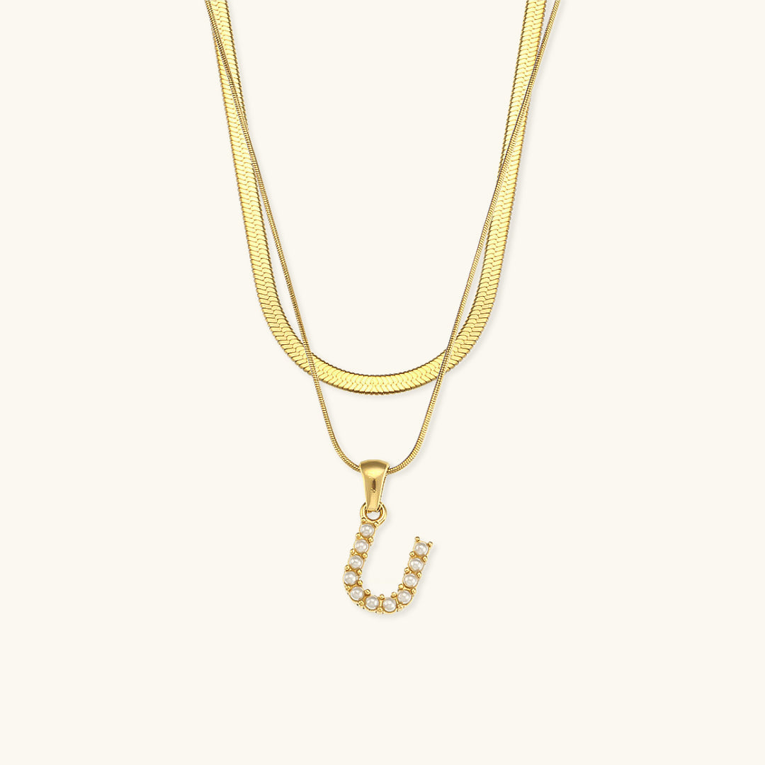 Personalized Pearl & Gold Initial Necklace