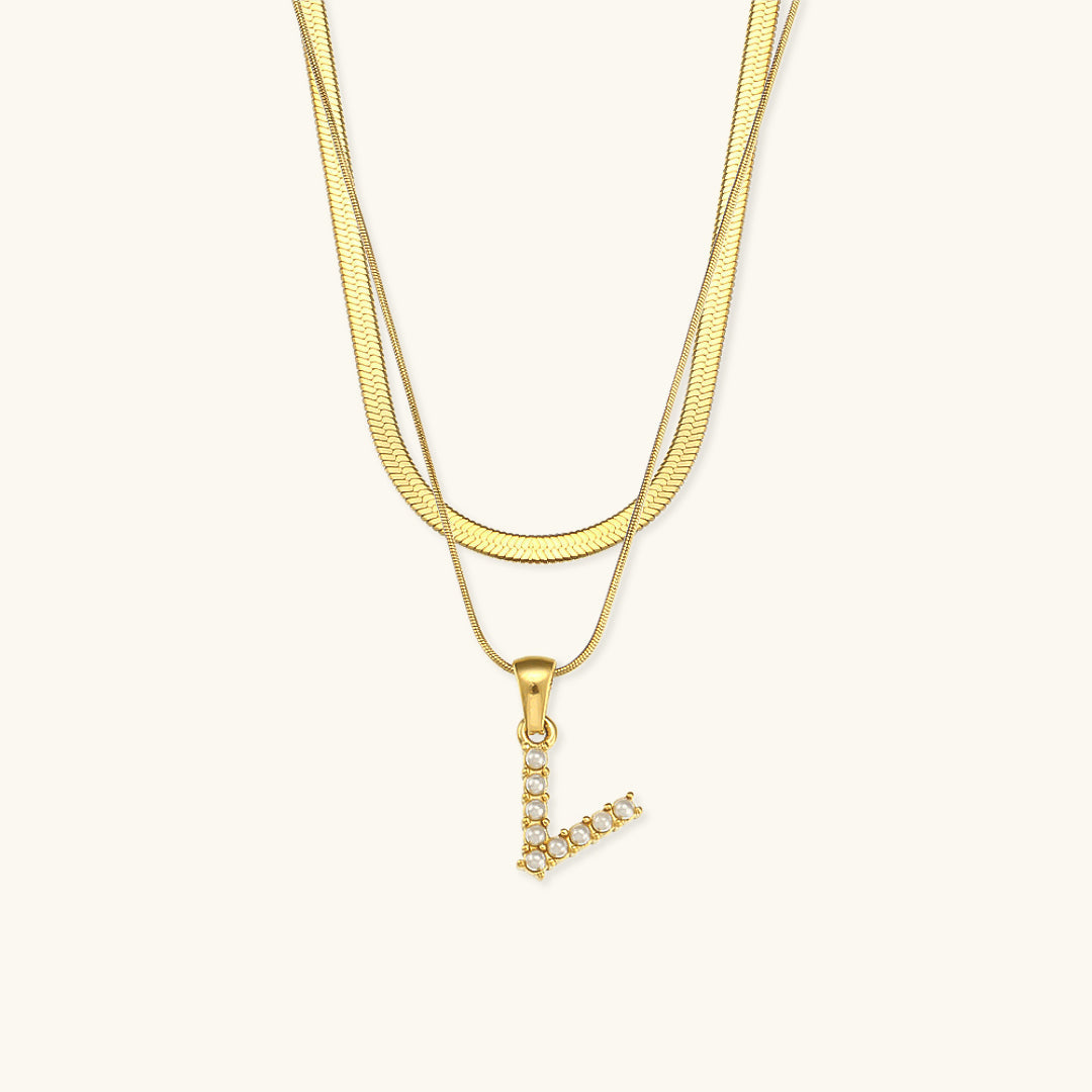 Personalized Pearl & Gold Initial Necklace