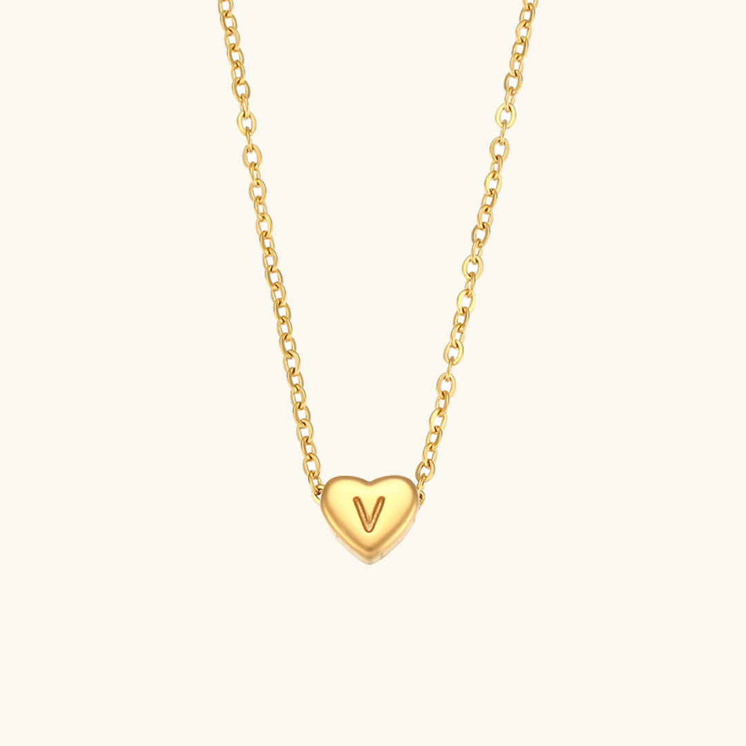 Personalized Gold Heart Initial Necklace