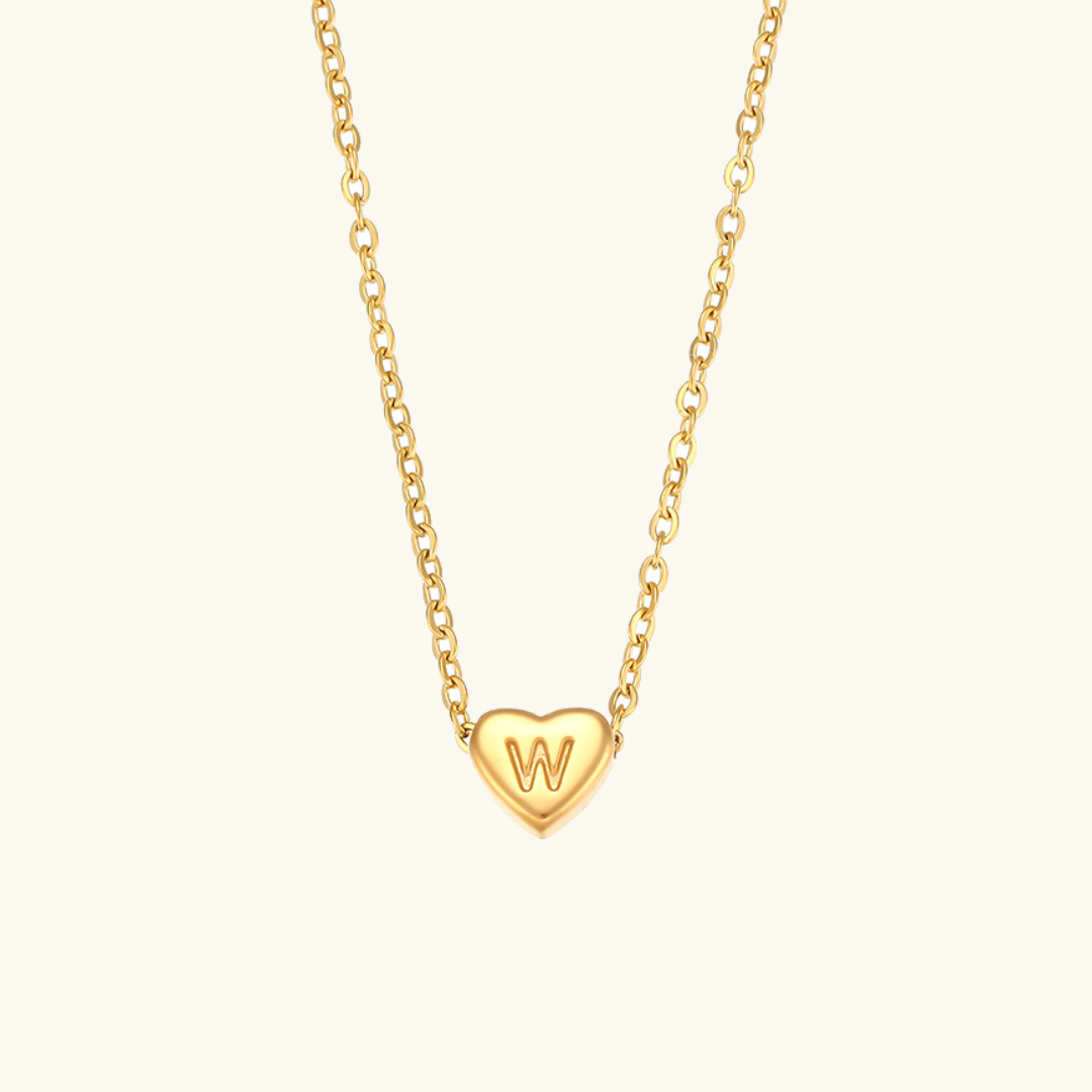 Personalized Gold Heart Initial Necklace