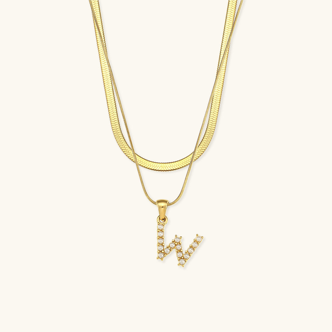 Personalized Pearl & Gold Initial Necklace