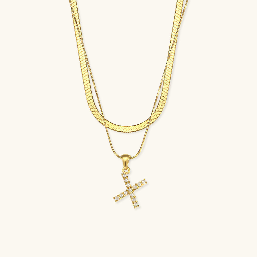 Personalized Pearl & Gold Initial Necklace