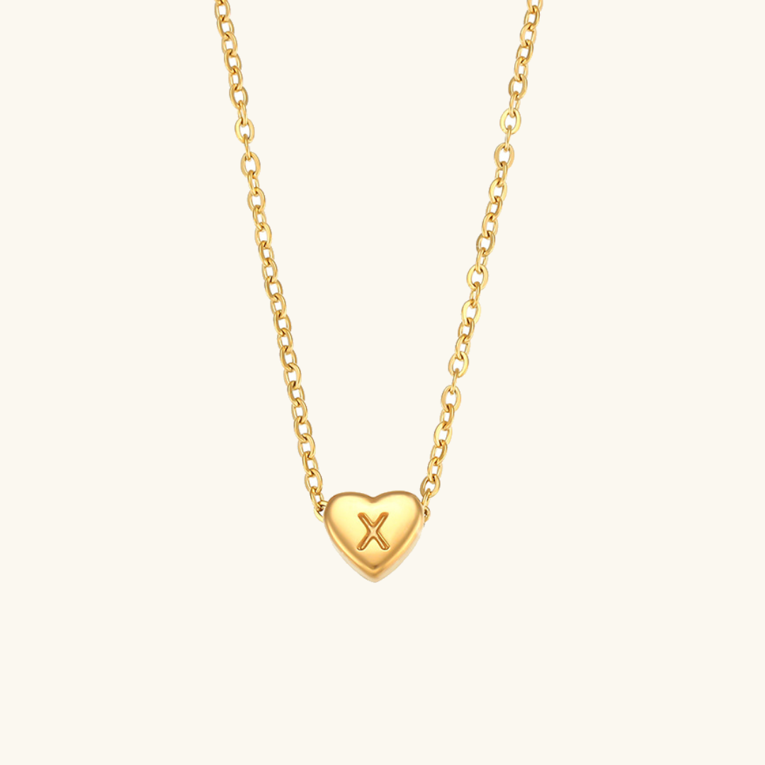 Personalized Gold Heart Initial Necklace