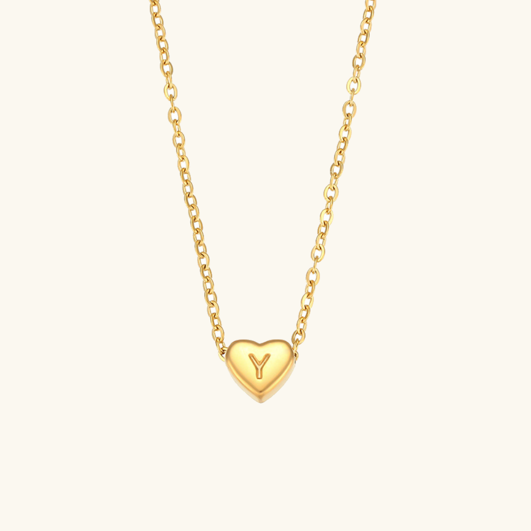 Personalized Gold Heart Initial Necklace