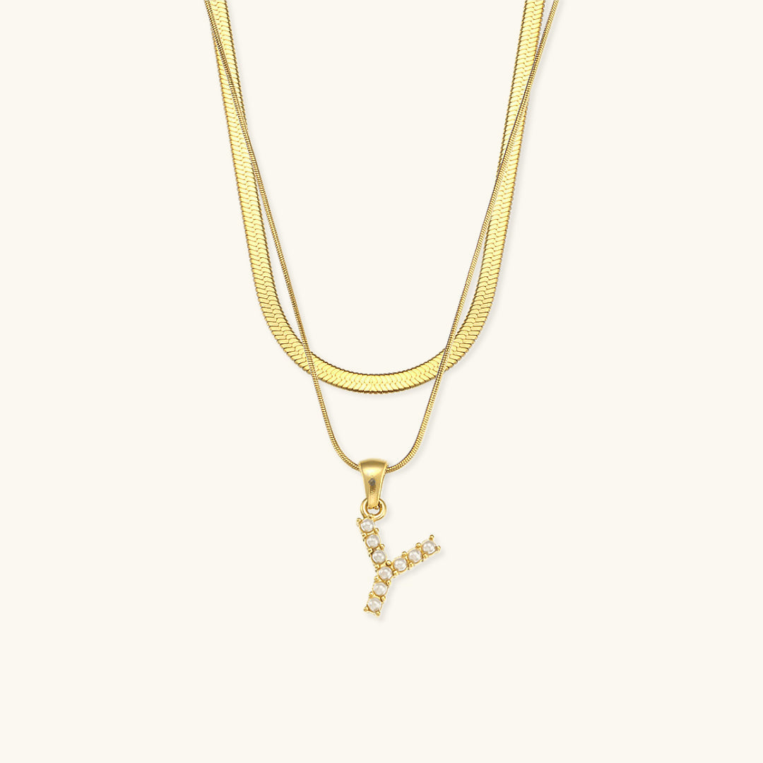 Personalized Pearl & Gold Initial Necklace