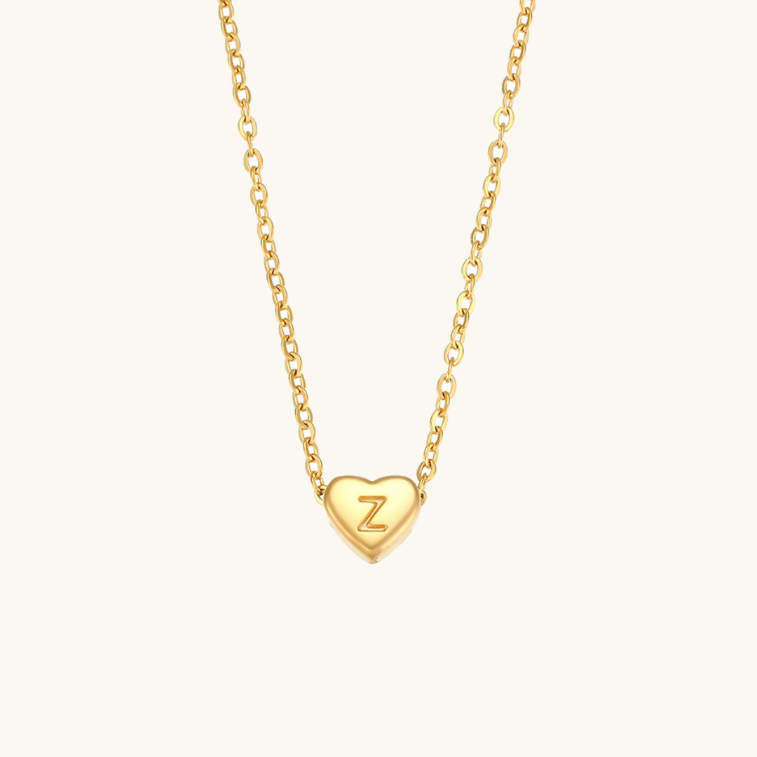 Personalized Gold Heart Initial Necklace