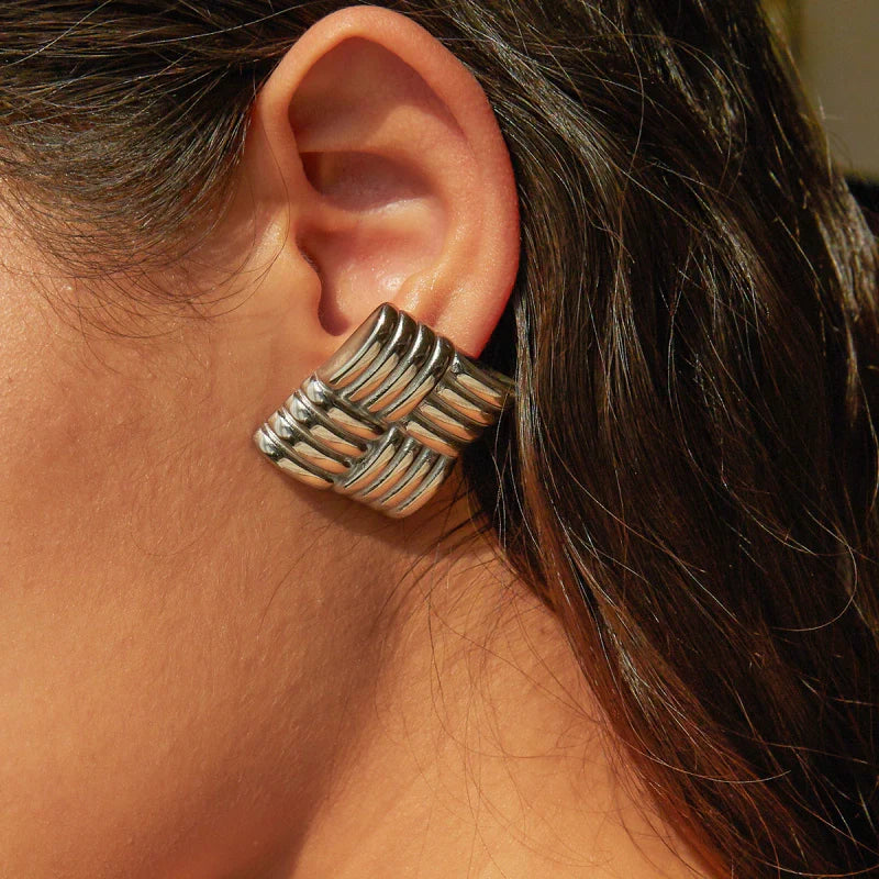 Geometric Gold Square Earrings