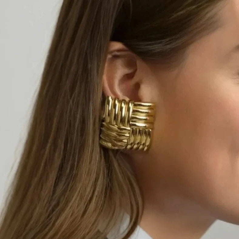 Geometric Gold Square Earrings